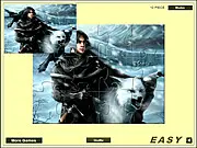 Snow Ghost Jigsaw puzzle game featuring a majestic white wolf in a snowy landscape, free online puzzle pieces