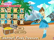 Screenshot of Tinkerbell Dress Up Adventure showing the fairy standing in a magical forest setting, wearing a selection of different dresses and wings.
