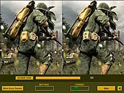 Soldiers in War Difference online game, two military pictures side by side, find the differences, play free puzzle