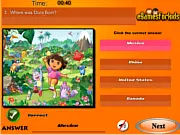 Play Dora The Explorer Quiz free online game, Dora and Boots trivia, kids memory challenge game