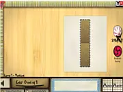 Renga Samurai free online puzzle game screenshot showing a brick being sliced to match a target shape with a katana