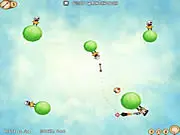Zomboz free online game screenshot, using planet gravity to launch zombies off the screen, physics puzzle game