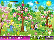 Easter Hidden Objects free online puzzle game with colorful Easter eggs, chickens, and bunnies