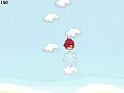 Gameplay screen of Angry Birds Jumping, a free online vertical jumper game featuring a red Angry Bird character