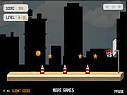 Basket Jump game screenshot, a basketball jumping over obstacles to reach the hoop, high scores online game