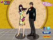 Anna Date Dressup free online game screenshot showing Anna in a red gown and stylish hairstyle, ready for her romantic date