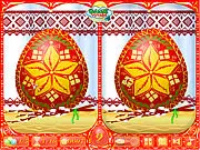 Russian Easter Eggs Spot the Difference game screenshot, two ornately decorated Easter eggs side-by-side, find the subtle artistic changes free online