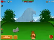 Cute wolf character running and avoiding obstacles in the family-friendly auto-runner game, Wolfy's Adventure