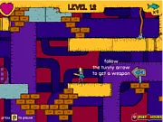 Tunny Dirt free online adventure game showing a girl chasing a giant shrimp through a dark, muddy sewage pipe
