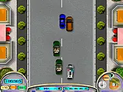 Bank Robbers vs Police free online game screenshot, police SUV chasing robber cars, high-speed car chase and destruction game.