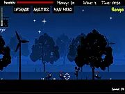 Mouse and Guns free online game screenshot, a mouse character shooting robots with upgrades on PlayArcadeHub