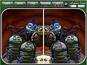 A Bug's Life Spot the Difference game screenshot, animated movie scene with Flik and ants, find differences free online