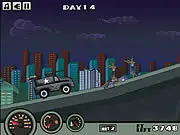 Dead Valley Drive game screenshot showing an armored 4x4 running over zombies in a post-apocalyptic desert valley, free online zombie distance game