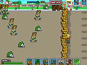 Bart Simpson Defense online game screenshot, Bart Simpson shooting enemies, free arcade defense game