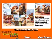 The Croods Sliding Puzzle free online game, a sliding tile puzzle with three difficulty levels.