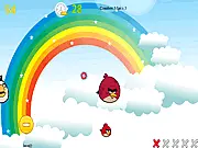 Angry Bird in the Air free online game screenshot, arcade shooter game with flying birds, aiming and shooting targets.