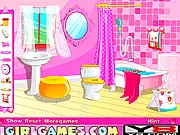 Romantic Beauty Bathroom decorating game screenshot, luxury spa room design, free online makeover game on PlayArcadeHub