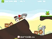 Angry Birds Car Revenge driving game screenshot, red bird driving a custom car to smash pigs, free online action game on PlayArcadeHub