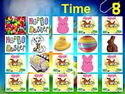 Easter Match memory game showing various overturned cards with Easter eggs and bunnies, ready for a player to find matching pairs