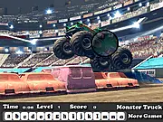 Monster Truck Hidden Letters puzzle game screenshot, hidden letters game, free online object hunt game on PlayArcadeHub