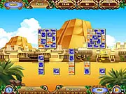 Mayan Mahjong game board showing a large pyramid stack of tiles featuring ancient Mayan symbols, ready for a player to match pairs