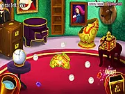 Missy Messy free online puzzle game screenshot, little witch cleaning a magical, messy room
