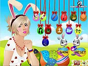Screenshot of the Easter Girl Makeover online game showing a girl with holiday-themed makeup and a spring outfit