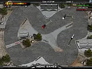 Trailer Racing game screenshot showing a large racing truck with a long trailer attached, navigating a tight turn on a race track.