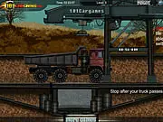 Heavy Loader game screenshot showing a heavy transport truck being loaded with large cargo crates by a yellow construction crane