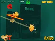 Sandwich Fever game screenshot, showing food items and traps in a fast-paced arcade slicing game