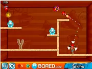 Frozen Sheep Rocket Puzzle online, play free slingshot physics game, cute puzzle launch game