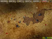 Screenshot from Zombies Island Survival Shooter showing Captain Jim Collins aiming a weapon at a group of approaching zombies in a tropical island environment.