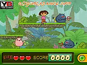 Dora Kill The Monsters free online game on PlayArcadeHub, Dora fighting a monster in the jungle