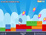 Screenshot of the Passage of Time free online runner game showing the main character avoiding abstract obstacles while moving quickly across a stylized platform.