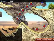 ATV Extreme - New Dimension gameplay screenshot showing a quad bike driving over a huge, steep dirt hill to collect score balls