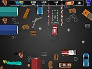 Garage Parking Simulator game showing a red sports car reversing into a difficult, designated parking spot in a covered garage