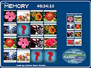 Screenshot of Endless Memory card game online, showing various flipped cards with custom images and a grid of face-down cards waiting to be matched.