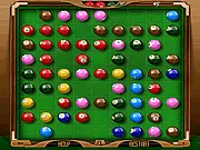 Billi Color Lines game screenshot, matching 5 billiard balls of the same color in a line, play free online puzzle