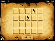 The Puzzle of Ancient Egypt online game screenshot, a grid of Egyptian symbols like pharaohs and scarabs, free memory and brain game