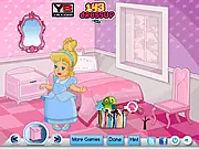 Screenshot of Little Princess Room Decor game showing a beautifully decorated princess room with a canopy bed, stylish furniture, and bright decor.
