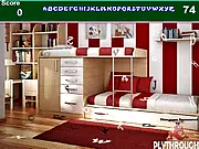 Play Hidden Alphabets Kids Red Bedroom free online hidden object game