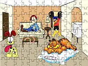 Free online Garfield Family jigsaw puzzle game with cartoon characters