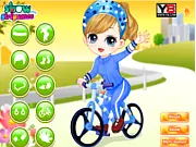 The Little Girl Learn Bicycle free online dress up game, girl getting ready to ride bike