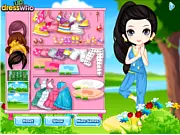 Yoga In The Park dress up game screenshot, showing a stylish girl in athletic yoga clothes standing in a sunny park with a yoga mat