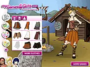 Viking Dress Up game screenshot, styling the warrior Freyja in battle-ready armor and outfit, free Viking fashion game