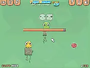 The Brain Eater puzzle game online, four hungry creatures trying to reach a brain, physics based free game