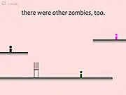 I Saw Her Standing There online game screenshot, showing the main character approaching a female zombie standing near a metal cage on a pixelated platforming level.