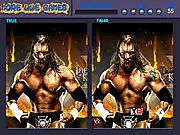 Wrestling Stars Differences free online game screenshot showing two side-by-side images of a WWE wrestler to spot the 9 differences