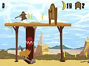Pooper Trooper online game, free platformer, monkey character throwing projectiles to open gates, collect bananas