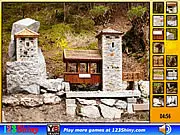 Free online hidden spots game, find the hidden objects puzzle on a stone building, high-difficulty brain game on PlayArcadeHub